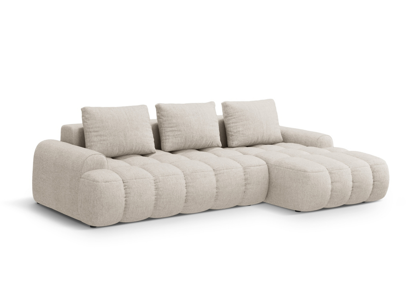Cosmopolitan Design högervänd hörnbäddsoffa med förvaring, "Linz", 3-sits, 275 × 142 × 84 cm, Sorella, svarta plastben, Variant RCF_193