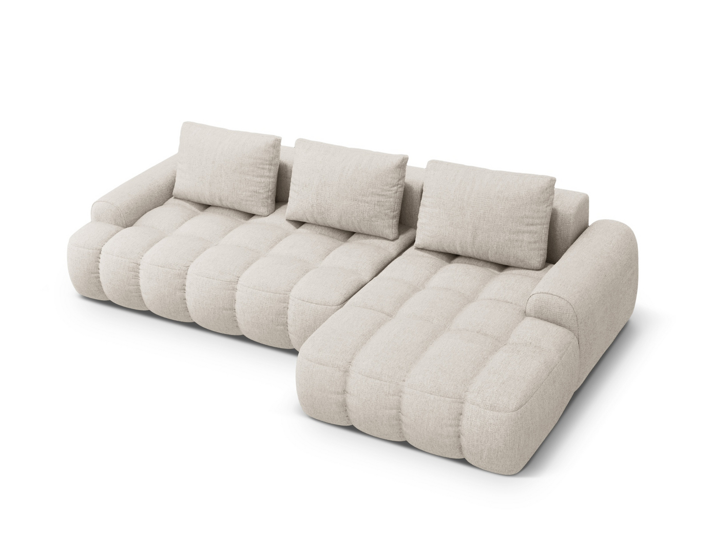 Cosmopolitan Design högervänd hörnbäddsoffa med förvaring, "Linz", 3-sits, 275 × 142 × 84 cm, Sorella, svarta plastben, Variant RCF_193