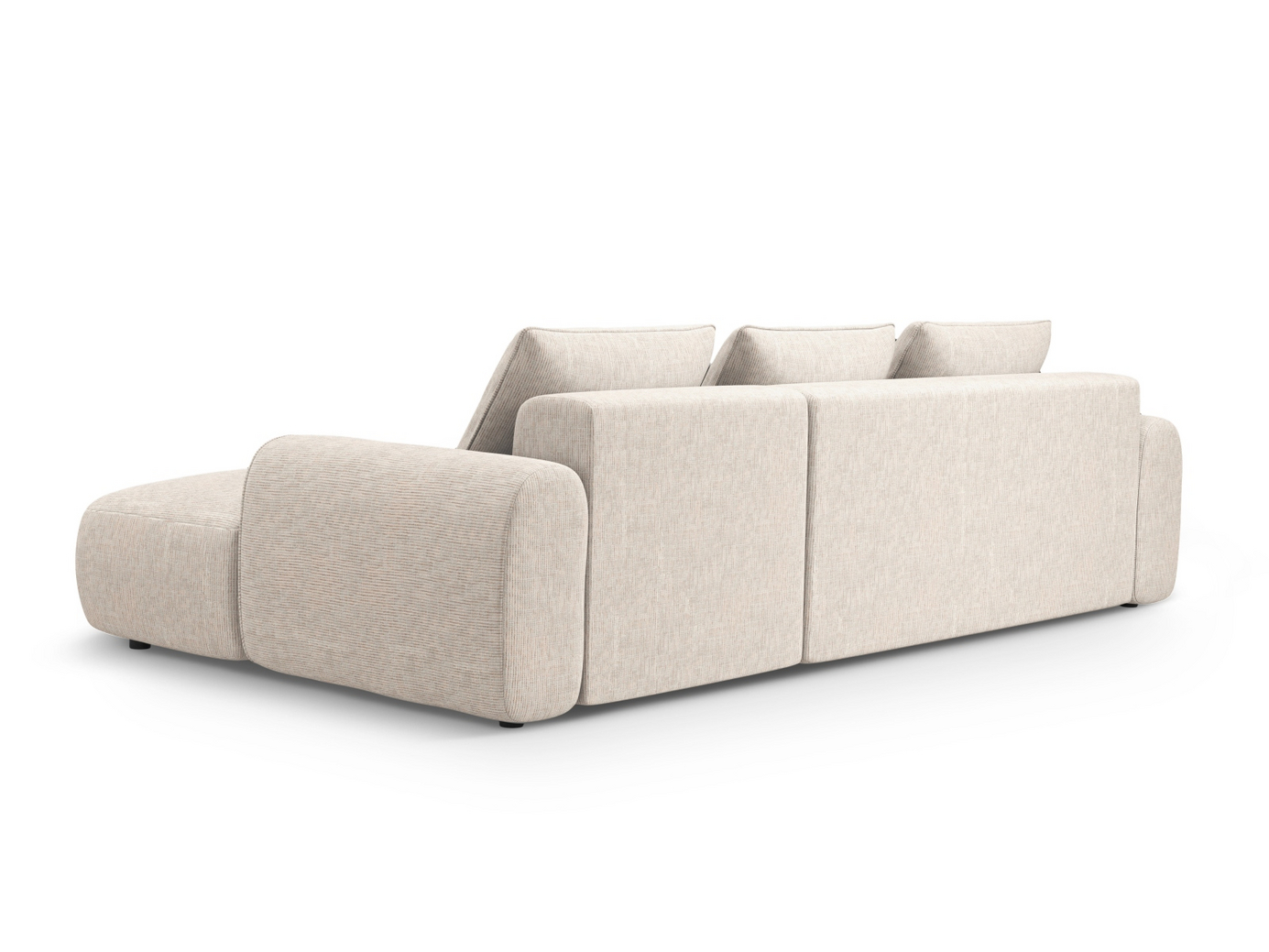 Cosmopolitan Design högervänd hörnbäddsoffa med förvaring, "Calma", 3-sits, 275 × 142 × 84 cm, Baltimore, svarta plastben