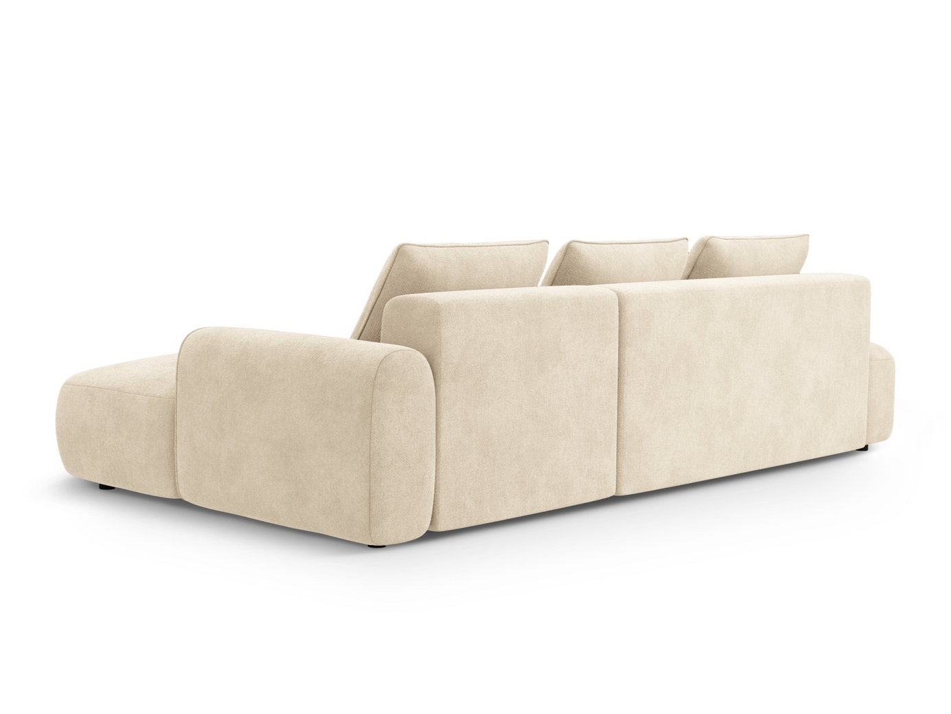 Cosmopolitan Design högervänd sammetshörnbäddsoffa med förvaring, "Calma", 5-sits, 275 × 142 × 84 cm, Vogue, svarta plastben