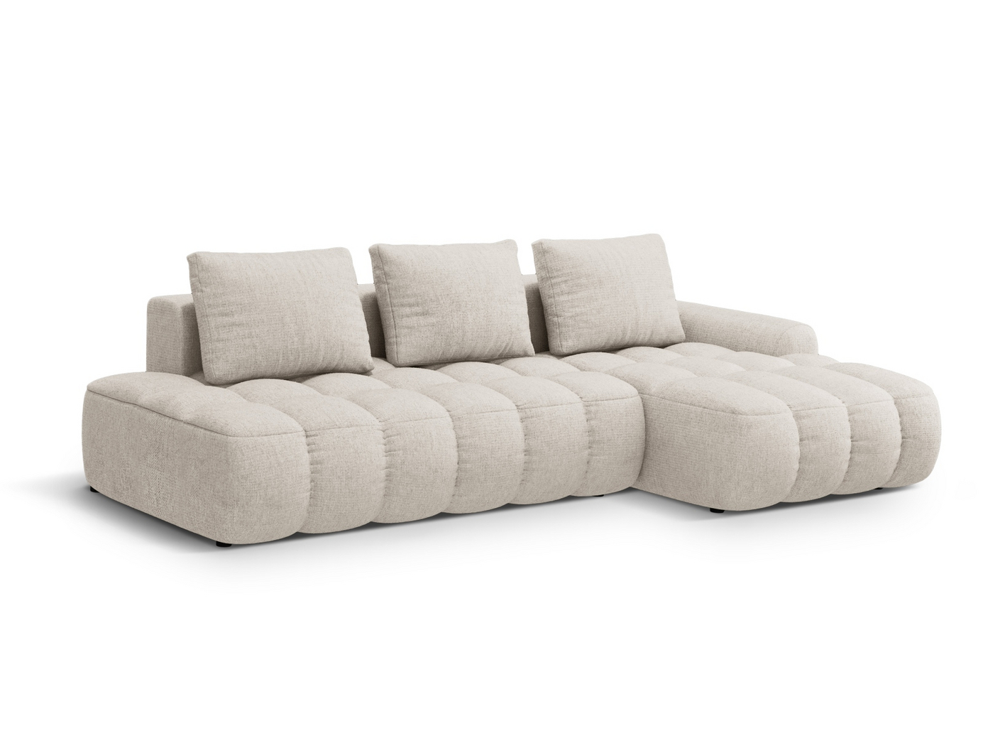 Cosmopolitan Design högervänd hörnbäddsoffa med förvaring, "Linz", 3-sits, 275 × 142 × 84 cm, Sorella, svarta plastben, Variant RCFO_193