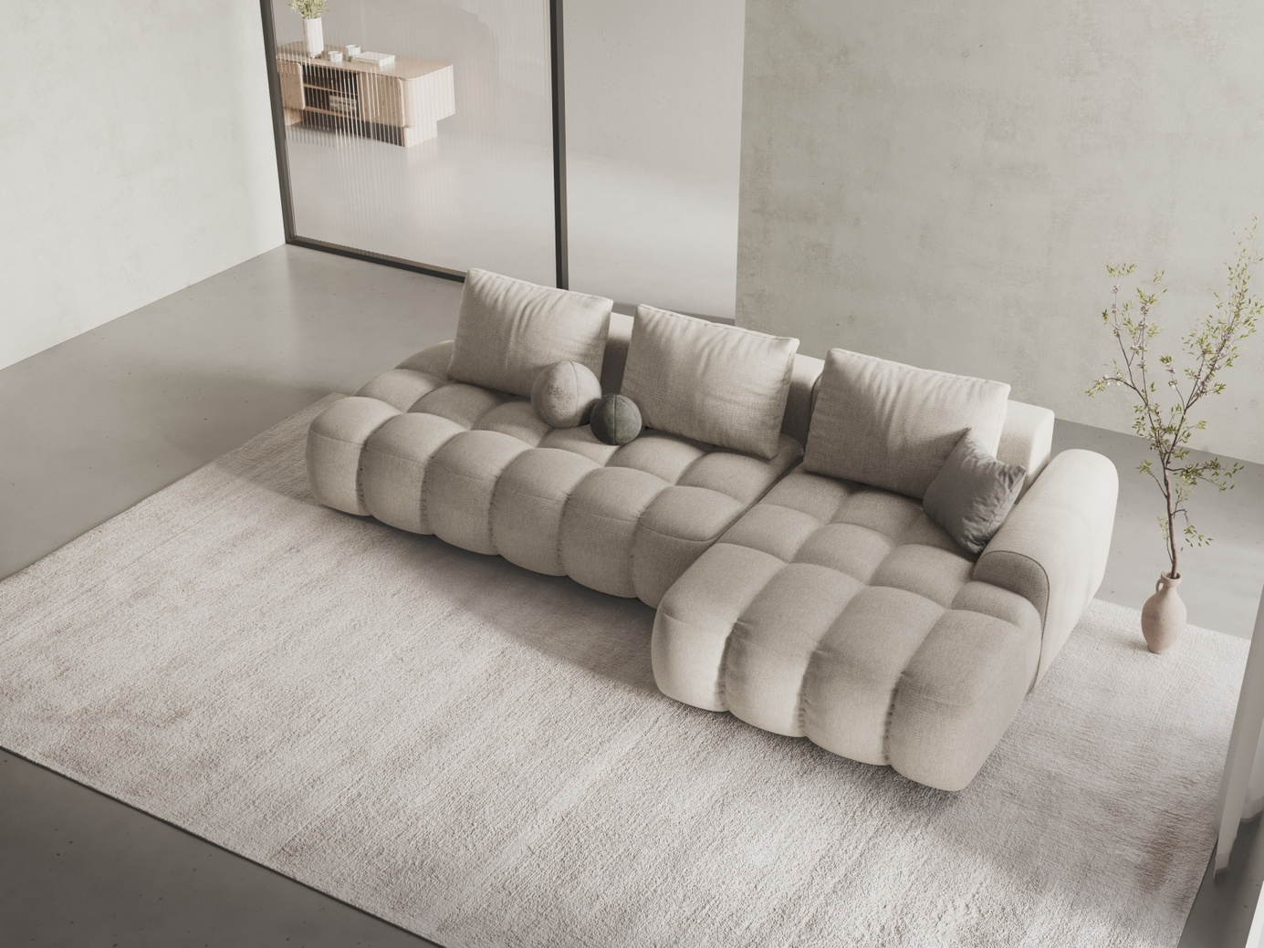 Cosmopolitan Design högervänd hörnbäddsoffa med förvaring, "Linz", 3-sits, 275 × 142 × 84 cm, Sorella, svarta plastben, Variant RCFO_193