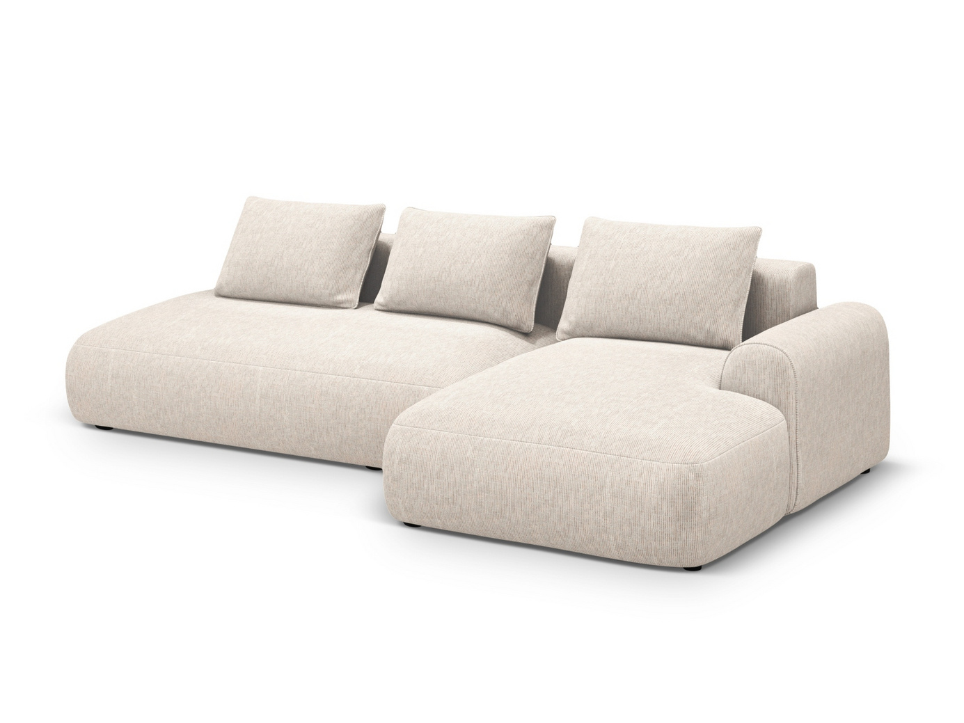 Cosmopolitan Design högervänd hörnbäddsoffa med förvaring, "Calma", 5-sits, 275 × 142 × 84 cm, Baltimore, svarta plastben