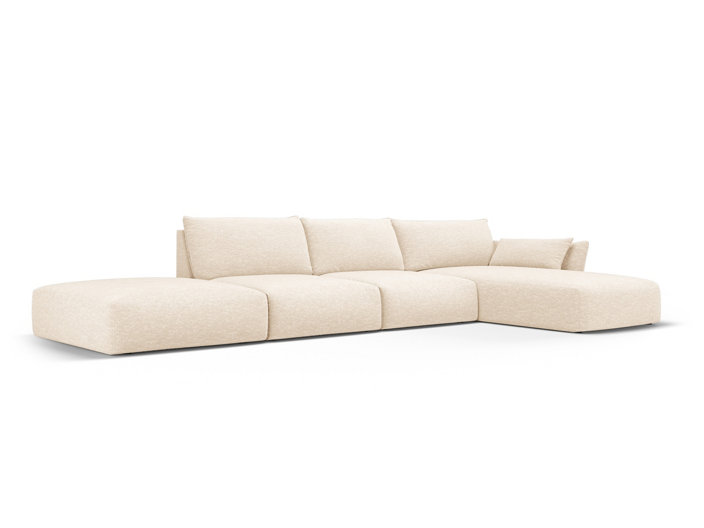 Cosmopolitan Design högervänd hörnsoffa, "Matera", 5-sits, 364 × 171 × 85 cm, Haga, svarta plastben
