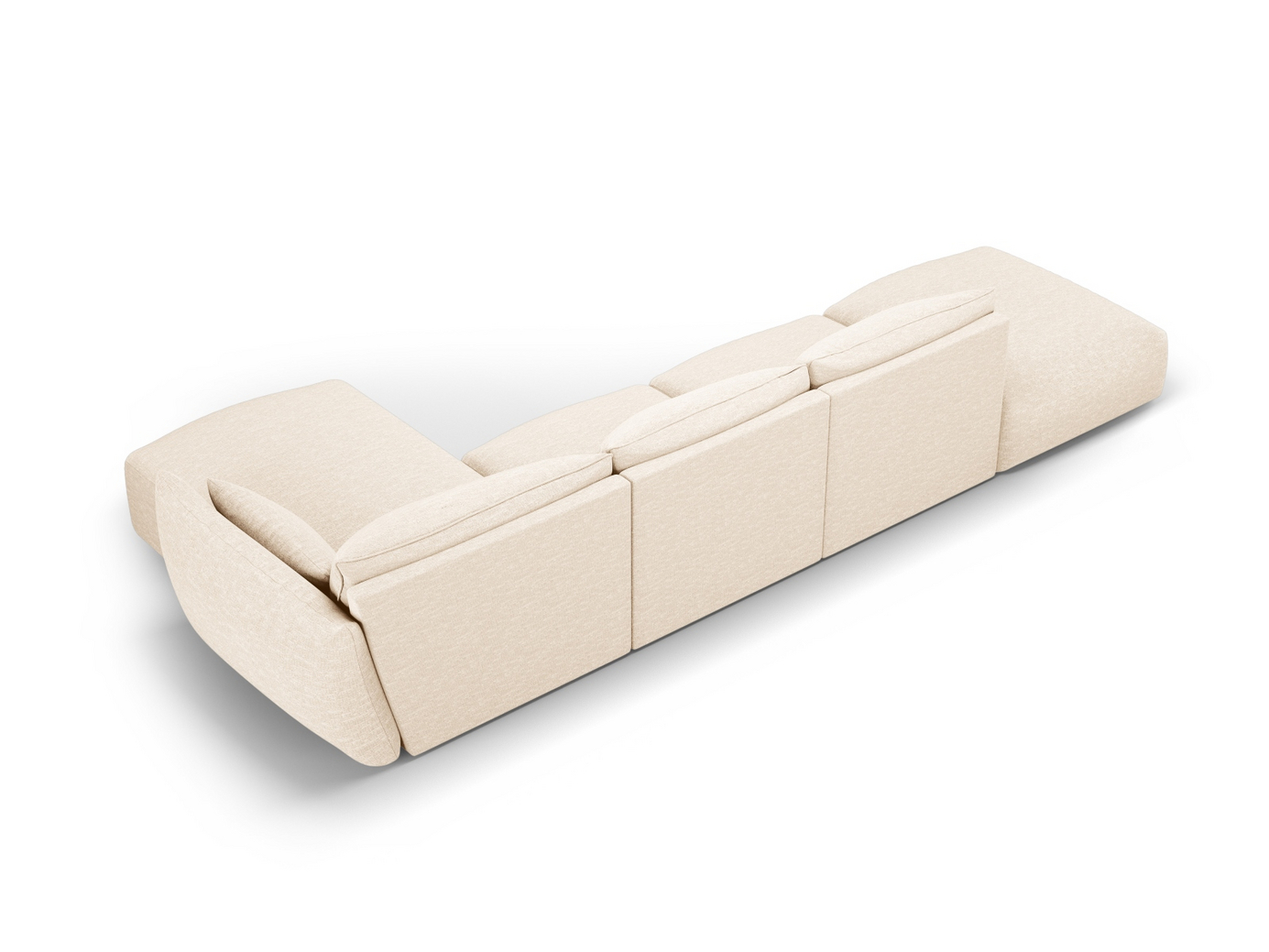 Cosmopolitan Design högervänd hörnsoffa, "Matera", 5-sits, 364 × 171 × 85 cm, Haga, svarta plastben