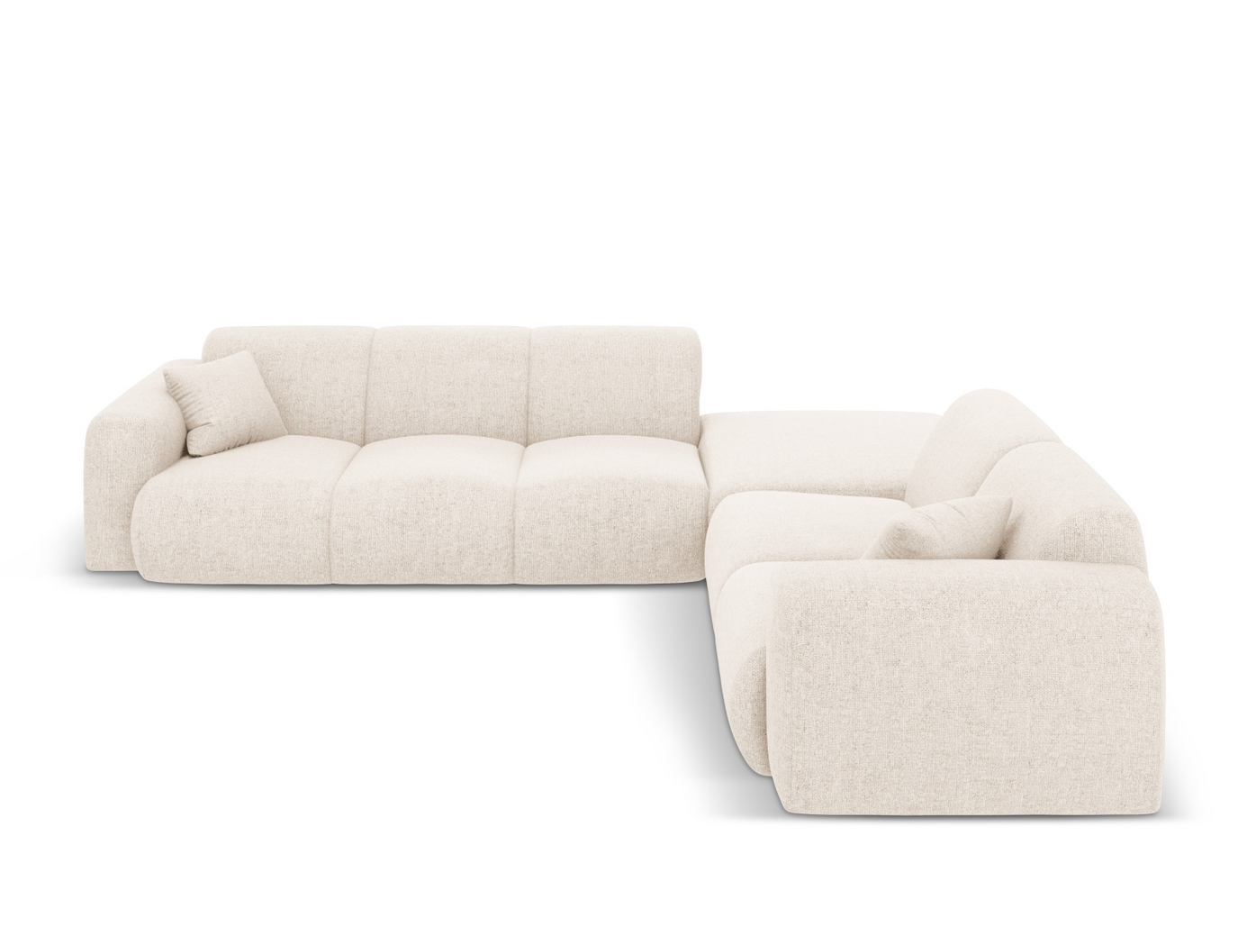 Cosmopolitan Design högervänd hörnsoffa, "Nolio", 4-sits, 315 × 250 × 72 cm, Haga, svarta plastben