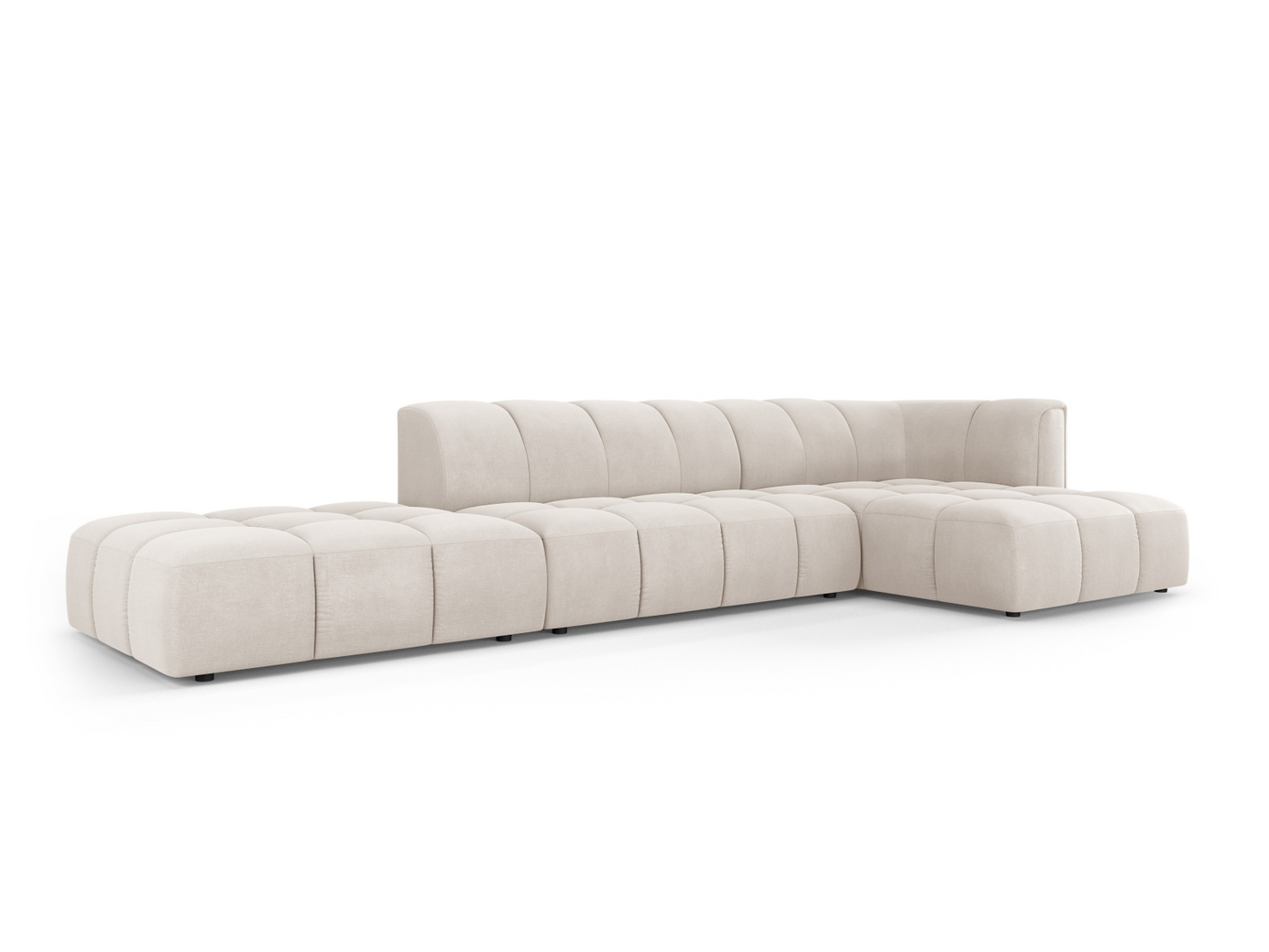 Cosmopolitan Design högervänd modulhörnsoffa, "Moritz", 5-sits, 323 × 160 × 70 cm, Rebel, svarta plastben