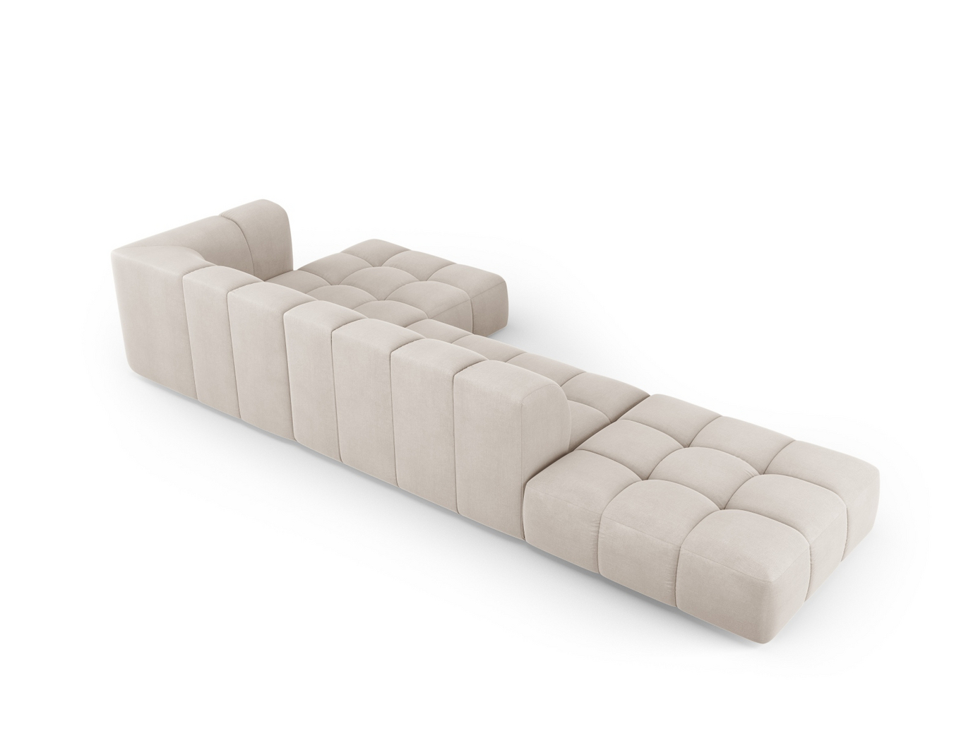 Cosmopolitan Design högervänd modulhörnsoffa, "Moritz", 5-sits, 323 × 160 × 70 cm, Rebel, svarta plastben
