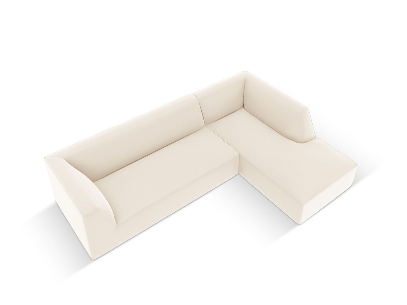 Cosmopolitan Design högervänd konstlädermodulhörnsoffa, "Siena", 4-sits, 273 × 180 × 69 cm, Pacifico, svarta plastben
