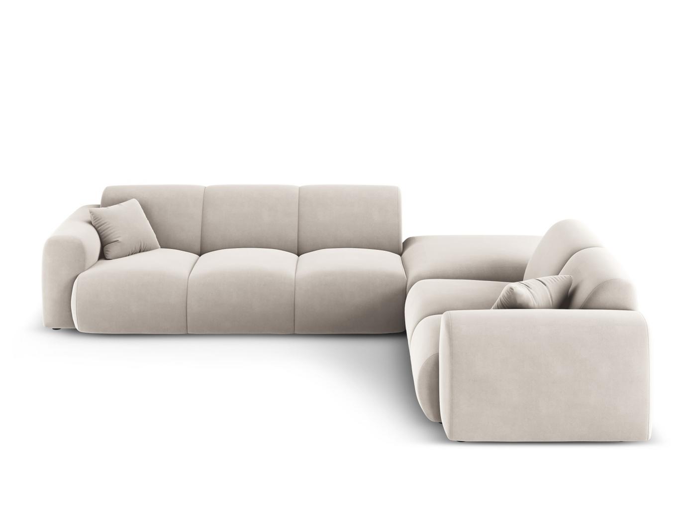 Cosmopolitan Design högervänd sammetshörnsoffa, "Nolio", 4-sits, 315 × 250 × 72 cm, Casino, svarta plastben