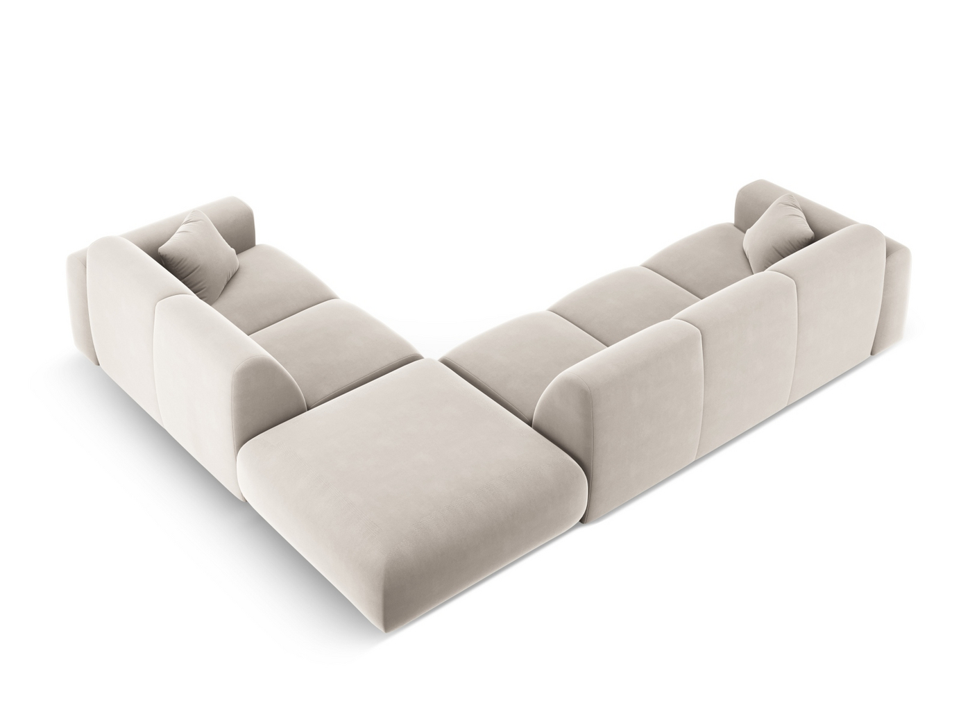 Cosmopolitan Design högervänd sammetshörnsoffa, "Nolio", 4-sits, 315 × 250 × 72 cm, Casino, svarta plastben