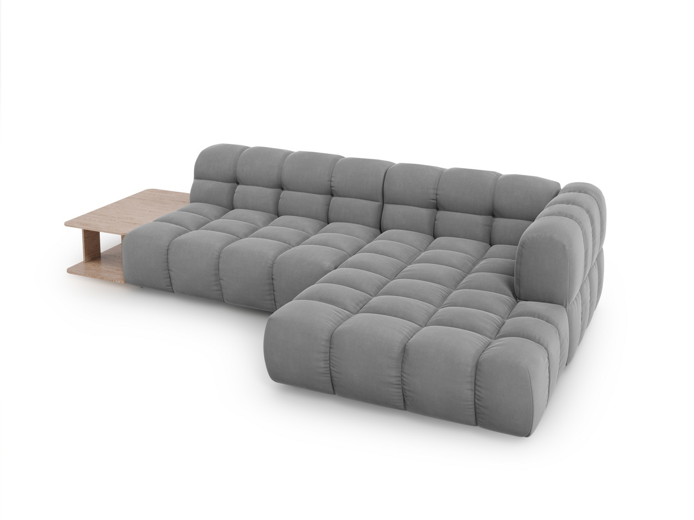 Cosmopolitan Design högervänd sammetsmodulhörnsoffa, "Sky", 4-sits, 297 × 162 × 70 cm, Casino, svarta plastben