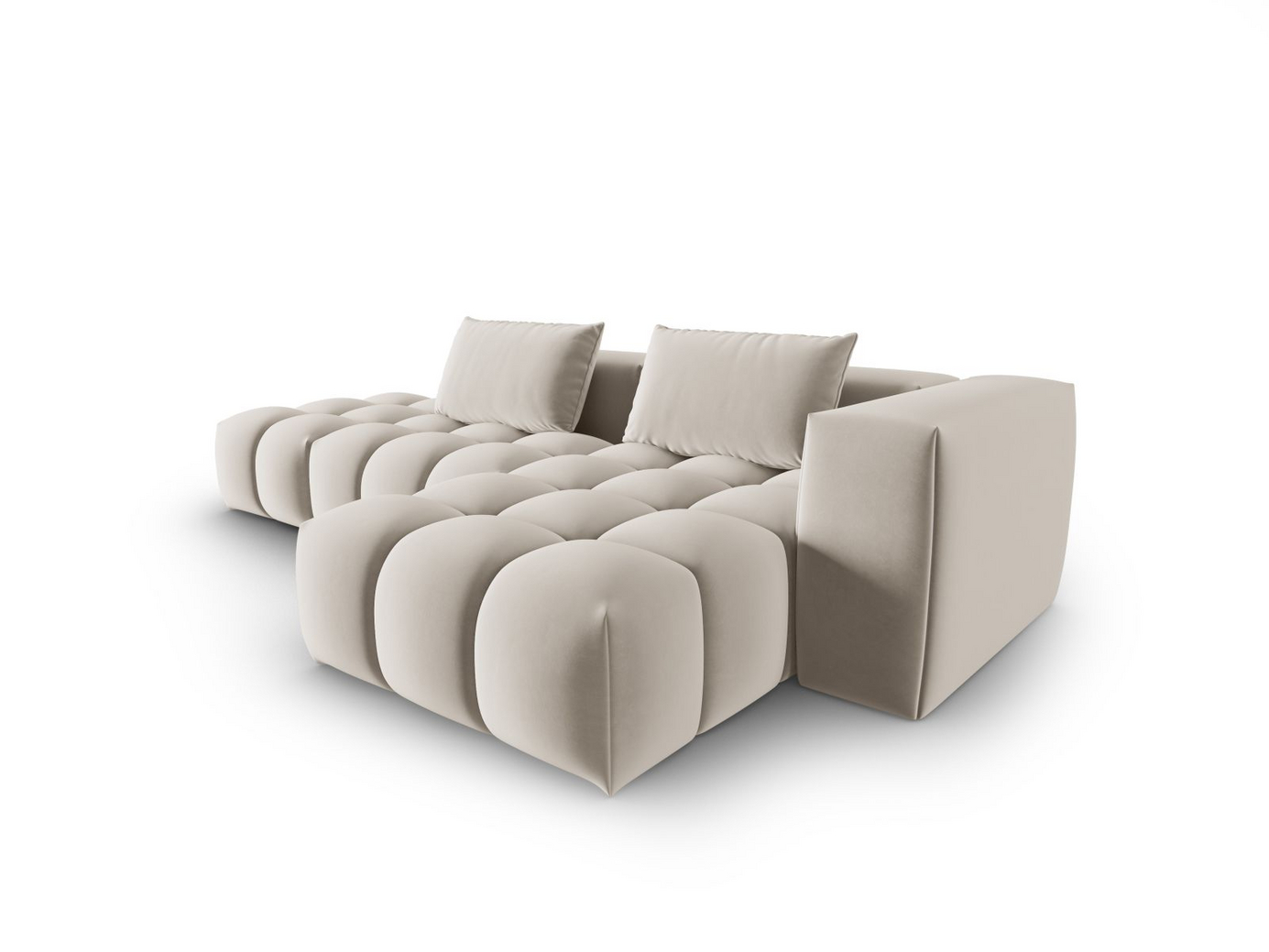 Cosmopolitan Design högervänd sammetsmodulhörnsoffa, "Verona", 4-sits, 265 × 145 × 70 cm, Casino, svarta plastben