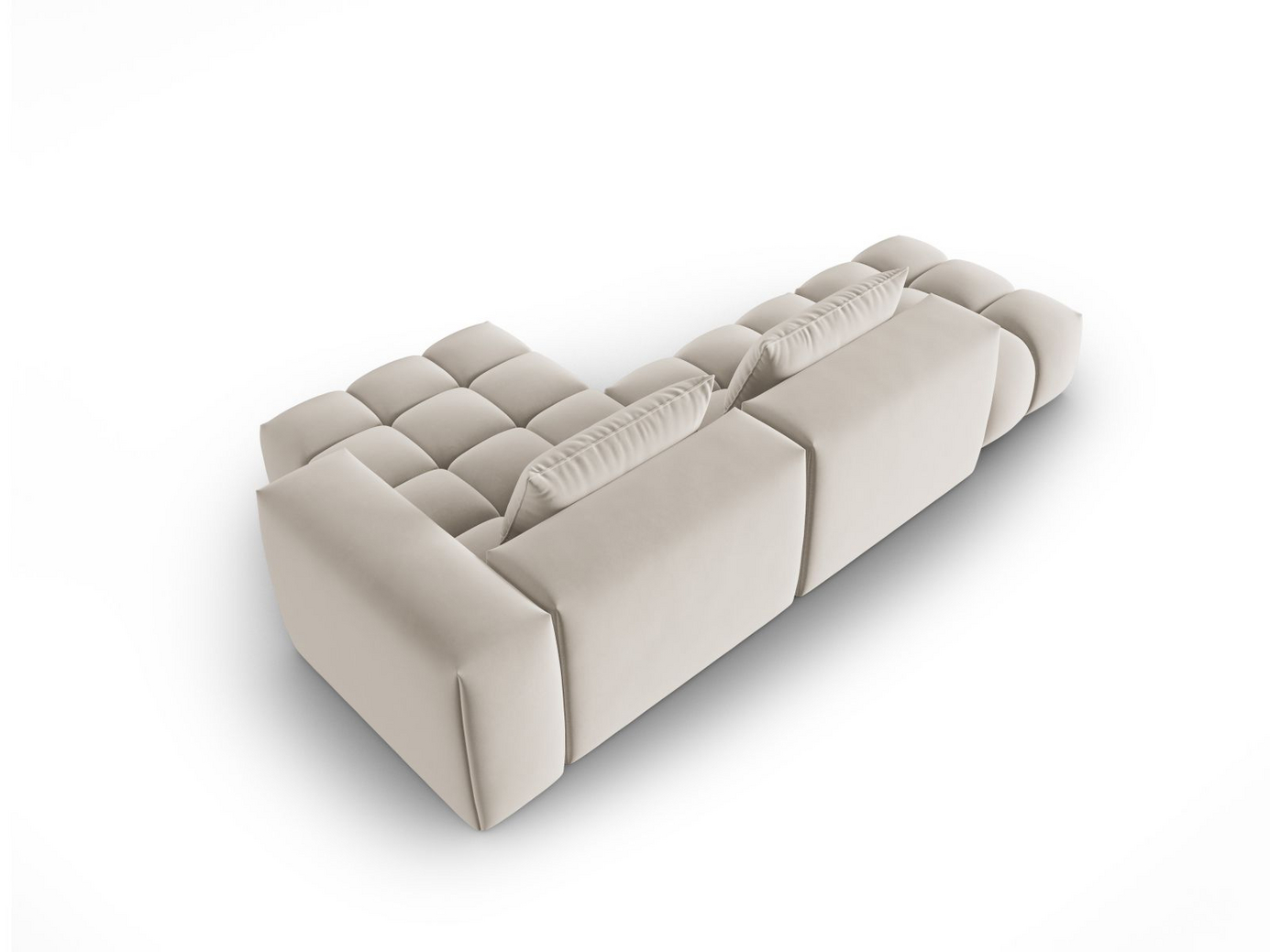 Cosmopolitan Design högervänd sammetsmodulhörnsoffa, "Verona", 4-sits, 265 × 145 × 70 cm, Casino, svarta plastben