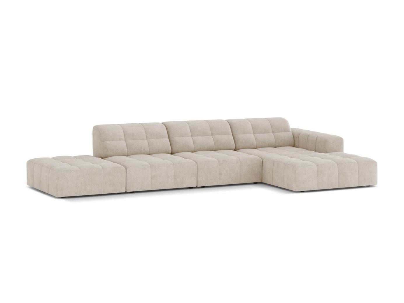 Cosmopolitan Design högervänd hörnsoffa, "Chicago", 5-sits, 348 × 167 × 78 cm, Eden 10, svarta plastben