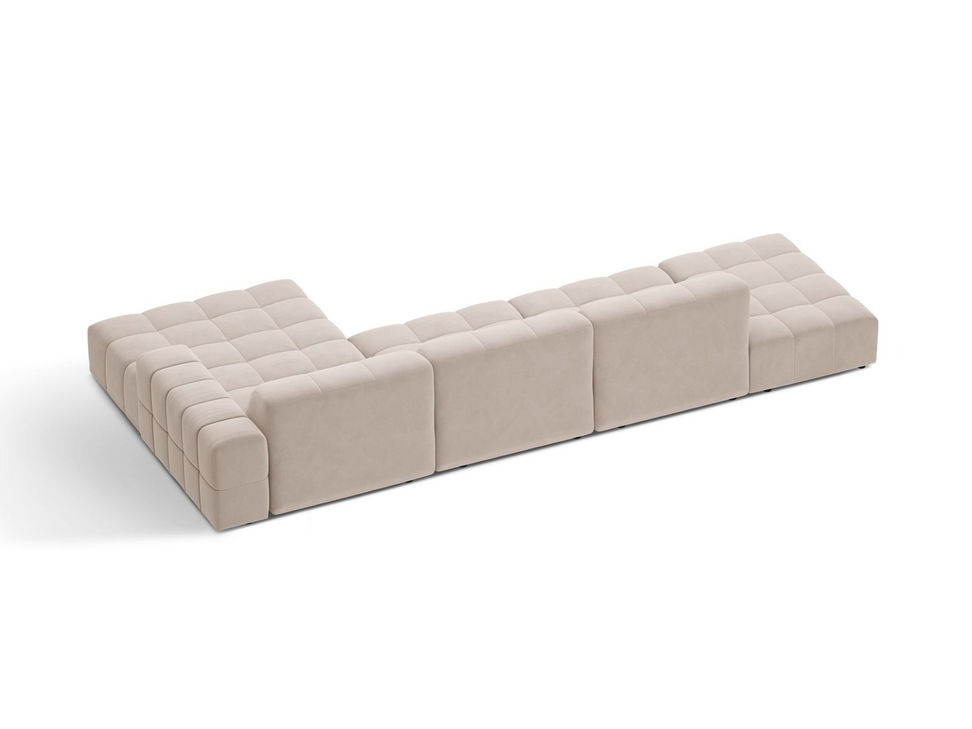 Cosmopolitan Design högervänd sammetshörnsoffa, "Chicago", 5-sits, 348 × 167 × 78 cm, Venus, svarta plastben