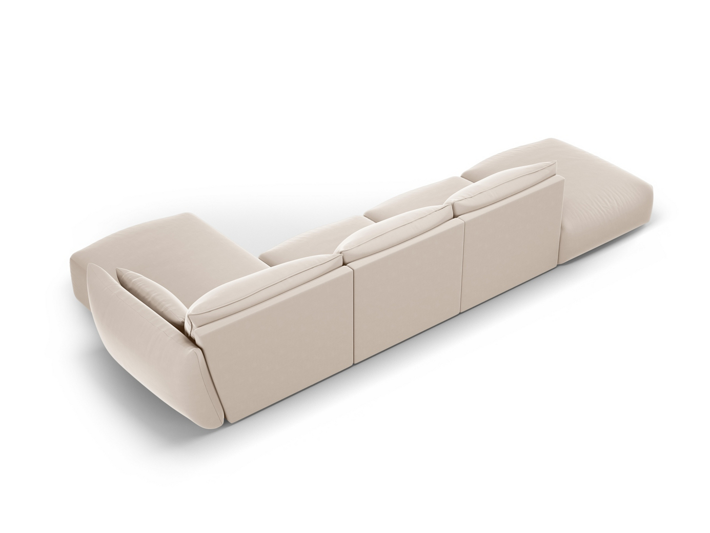 Cosmopolitan Design högervänd sammetshörnsoffa, "Matera", 5-sits, 364 × 171 × 85 cm, Salvador, svarta plastben