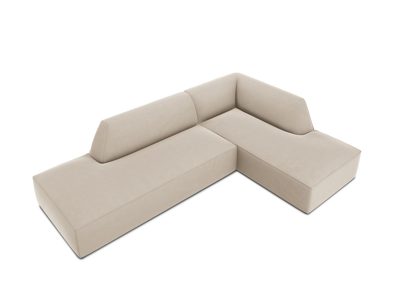 Cosmopolitan Design högervänd sammetsmodulhörnsoffa, "Siena", 4-sits, 273 × 180 × 69 cm, Salvador, svarta plastben, Variant RCO_44