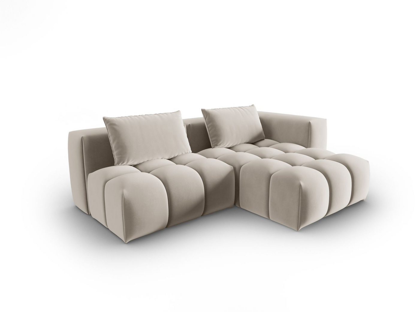 Cosmopolitan Design högervänd sammetsmodulhörnsoffa, "Verona", 3-sits, 205 × 145 × 70 cm, Casino, svarta plastben
