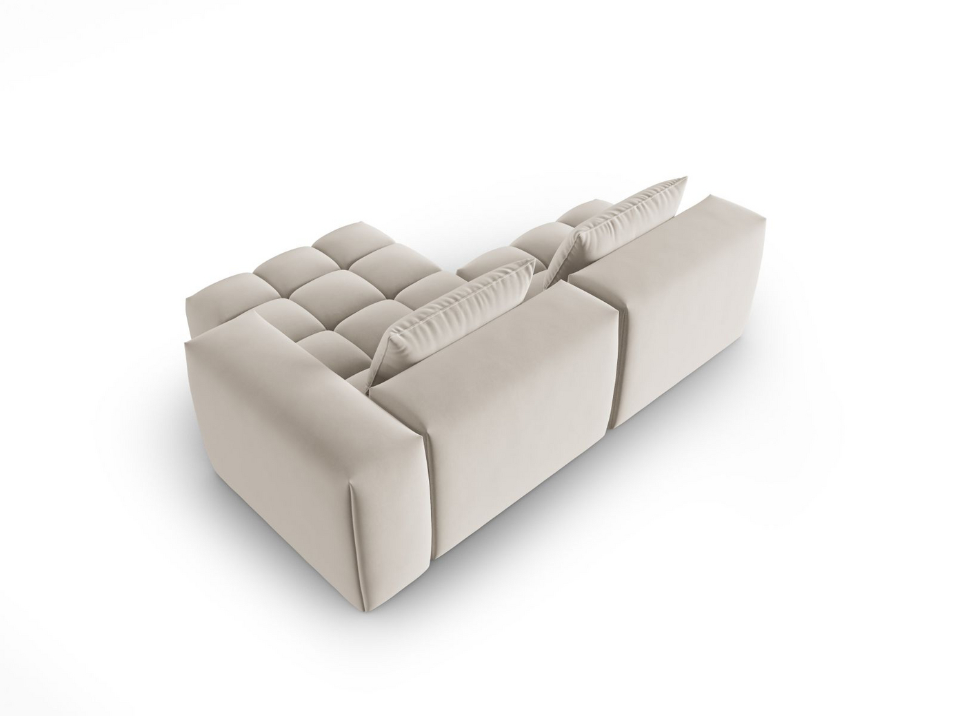 Cosmopolitan Design högervänd sammetsmodulhörnsoffa, "Verona", 3-sits, 205 × 145 × 70 cm, Casino, svarta plastben