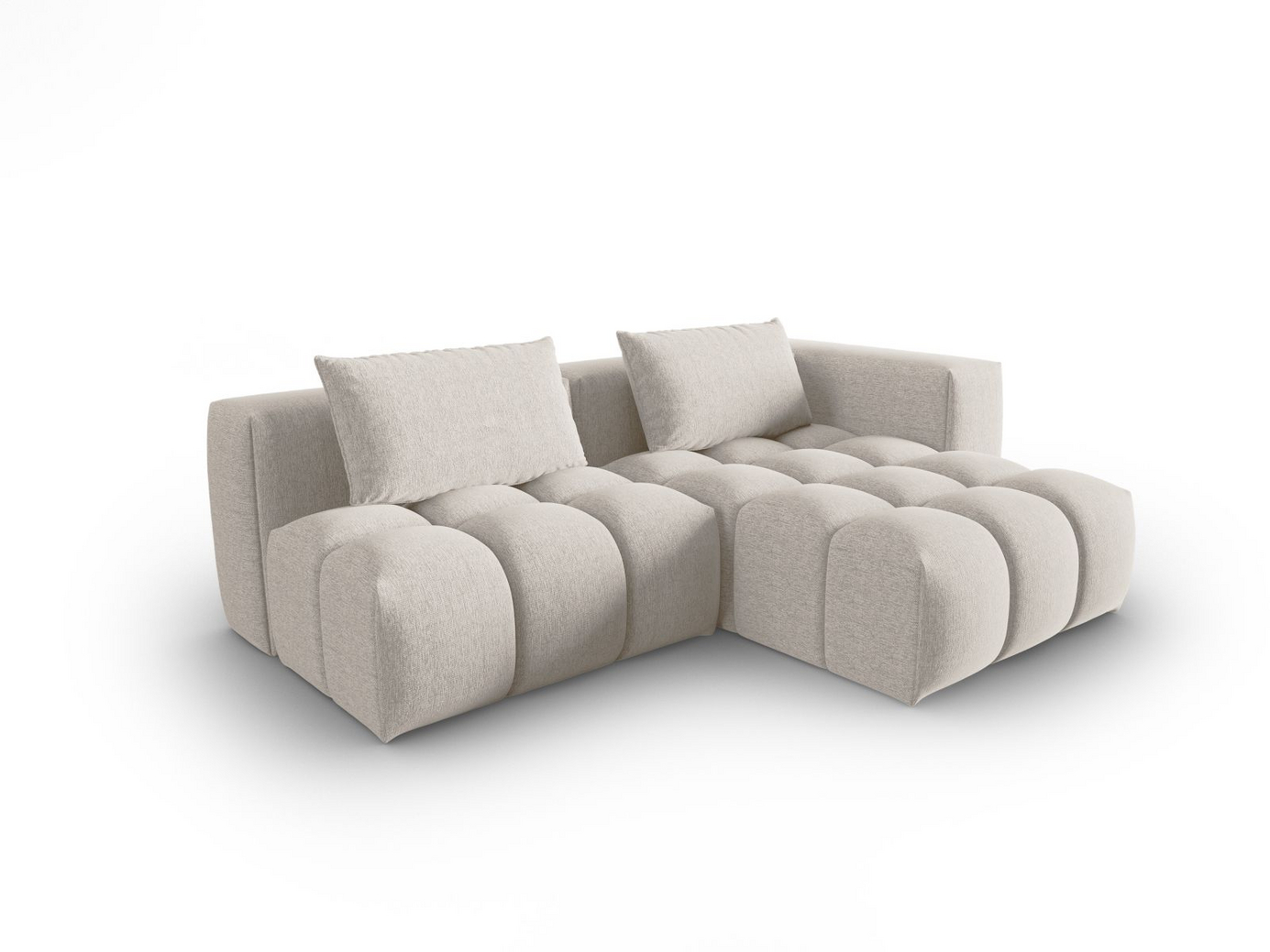 Cosmopolitan Design högervänd modulhörnsoffa, "Verona", 3-sits, 205 × 145 × 70 cm, Sorella, svarta plastben