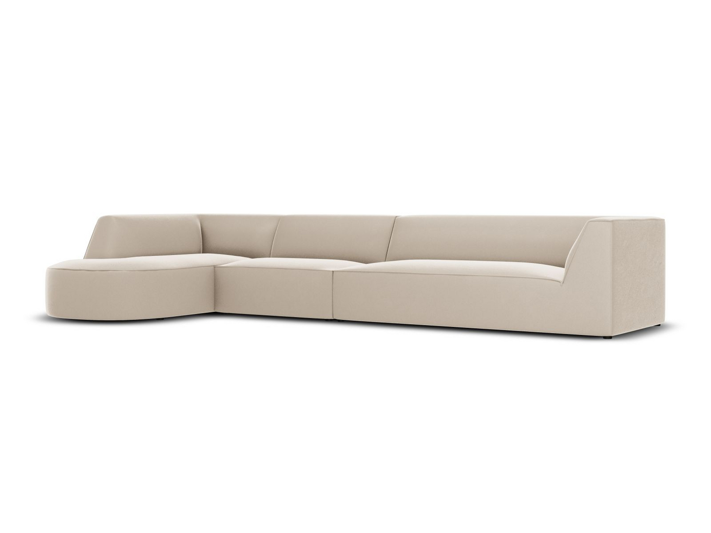 Cosmopolitan Design vänstervänd sammetsmodulhörnsoffa, "Siena", 5-sits, 366 × 180 × 69 cm, Salvador, svarta plastben, Variant RLC_L_44