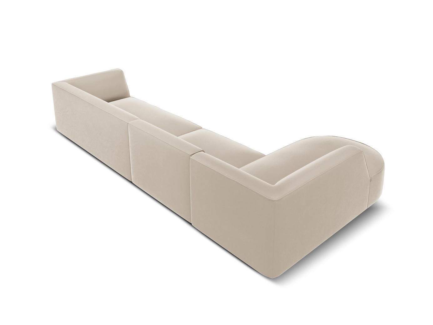 Cosmopolitan Design vänstervänd sammetsmodulhörnsoffa, "Siena", 5-sits, 366 × 180 × 69 cm, Salvador, svarta plastben, Variant RLC_L_44
