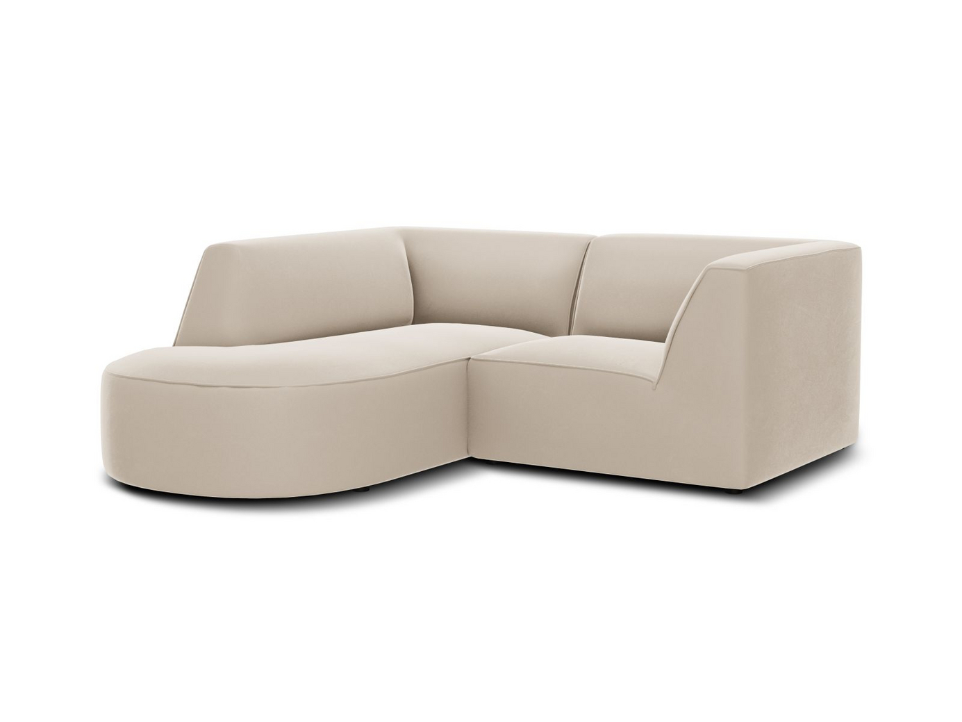 Cosmopolitan Design vänstervänd sammetsmodulhörnsoffa, "Siena", 3-sits, 186 × 180 × 69 cm, Salvador, svarta plastben, Variant RLC_S_44