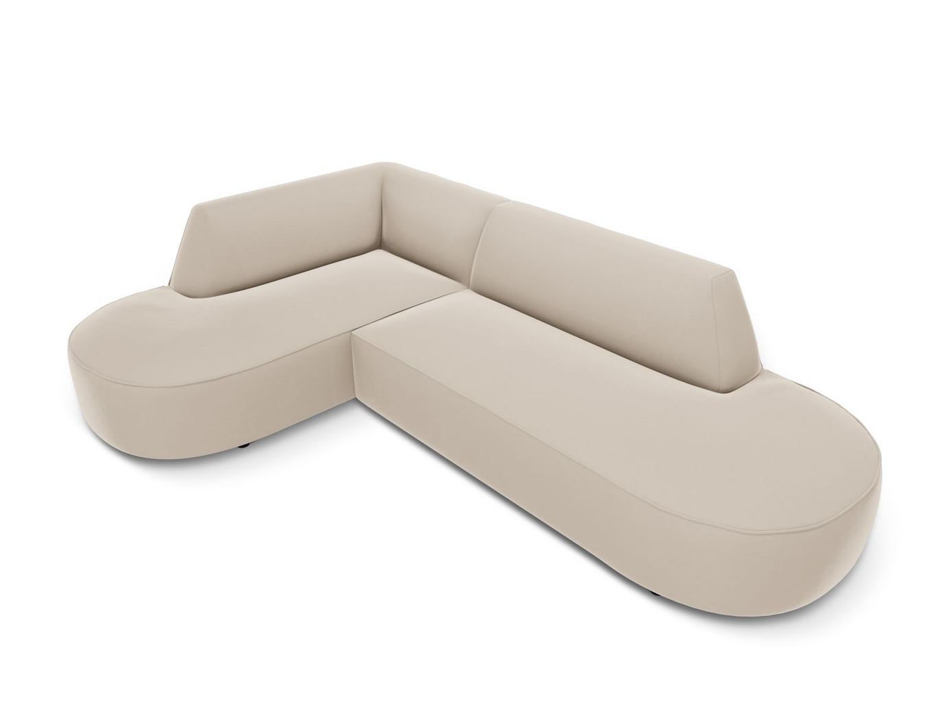 Cosmopolitan Design vänstervänd sammetsmodulhörnsoffa, "Siena", 4-sits, 273 × 180 × 69 cm, Salvador, svarta plastben, Variant RLCO_44
