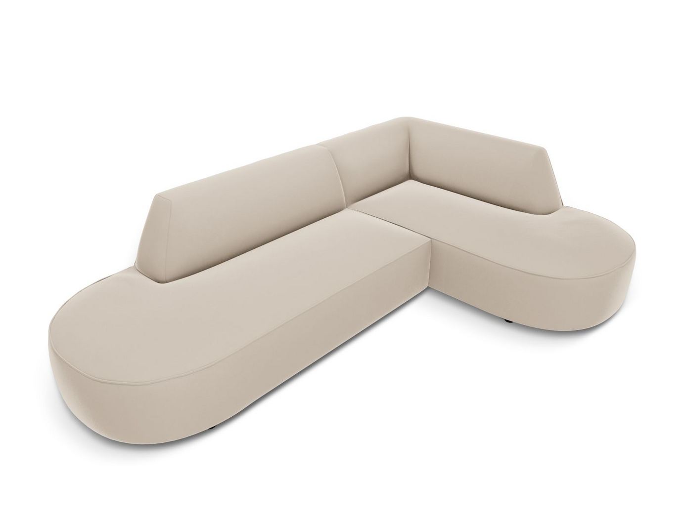 Cosmopolitan Design högervänd sammetsmodulhörnsoffa, "Siena", 4-sits, 273 × 180 × 69 cm, Salvador, svarta plastben, Variant RRCO_44