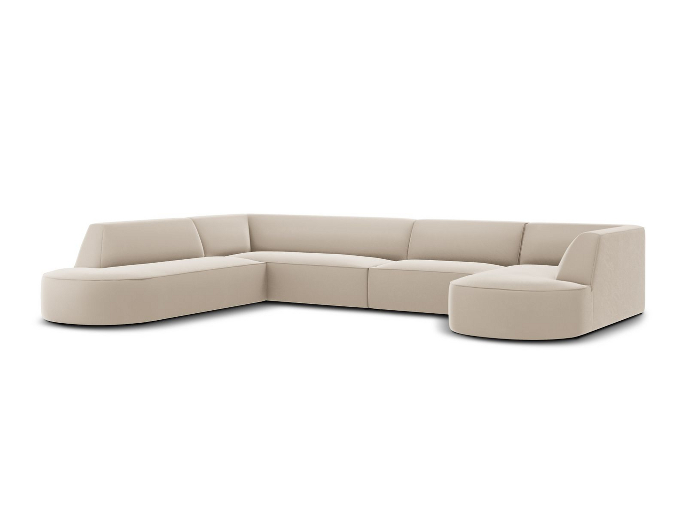 Cosmopolitan Design vänstervänd sammetspanoramahörnsoffa, "Siena", 7-sits, 366 × 273 × 69 cm, Salvador, svarta plastben, Variant RUL_44