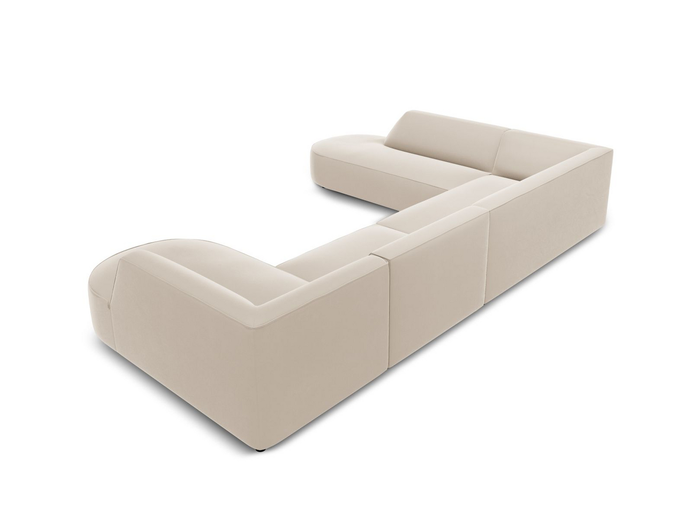Cosmopolitan Design vänstervänd sammetspanoramahörnsoffa, "Siena", 7-sits, 366 × 273 × 69 cm, Salvador, svarta plastben, Variant RUL_44