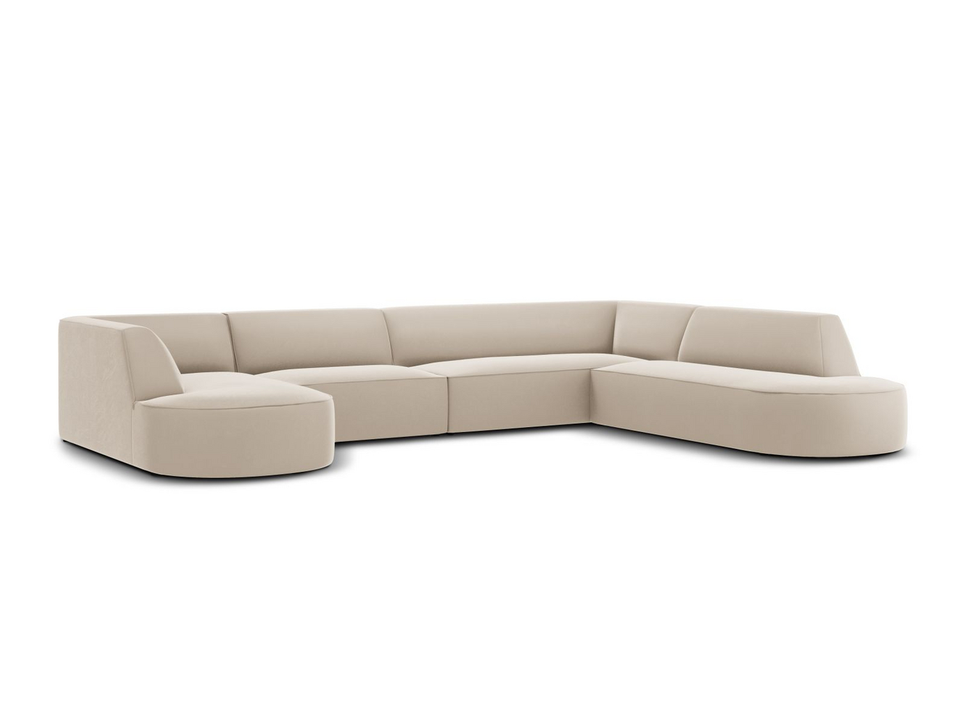 Cosmopolitan Design högervänd sammetspanoramahörnsoffa, "Siena", 7-sits, 366 × 273 × 69 cm, Salvador, svarta plastben, Variant RUR_44