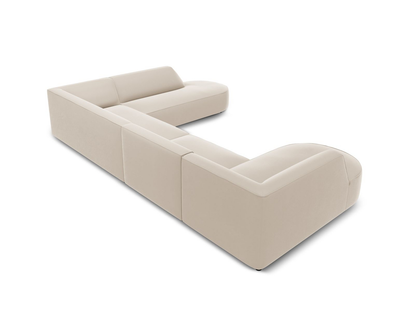Cosmopolitan Design högervänd sammetspanoramahörnsoffa, "Siena", 7-sits, 366 × 273 × 69 cm, Salvador, svarta plastben, Variant RUR_44