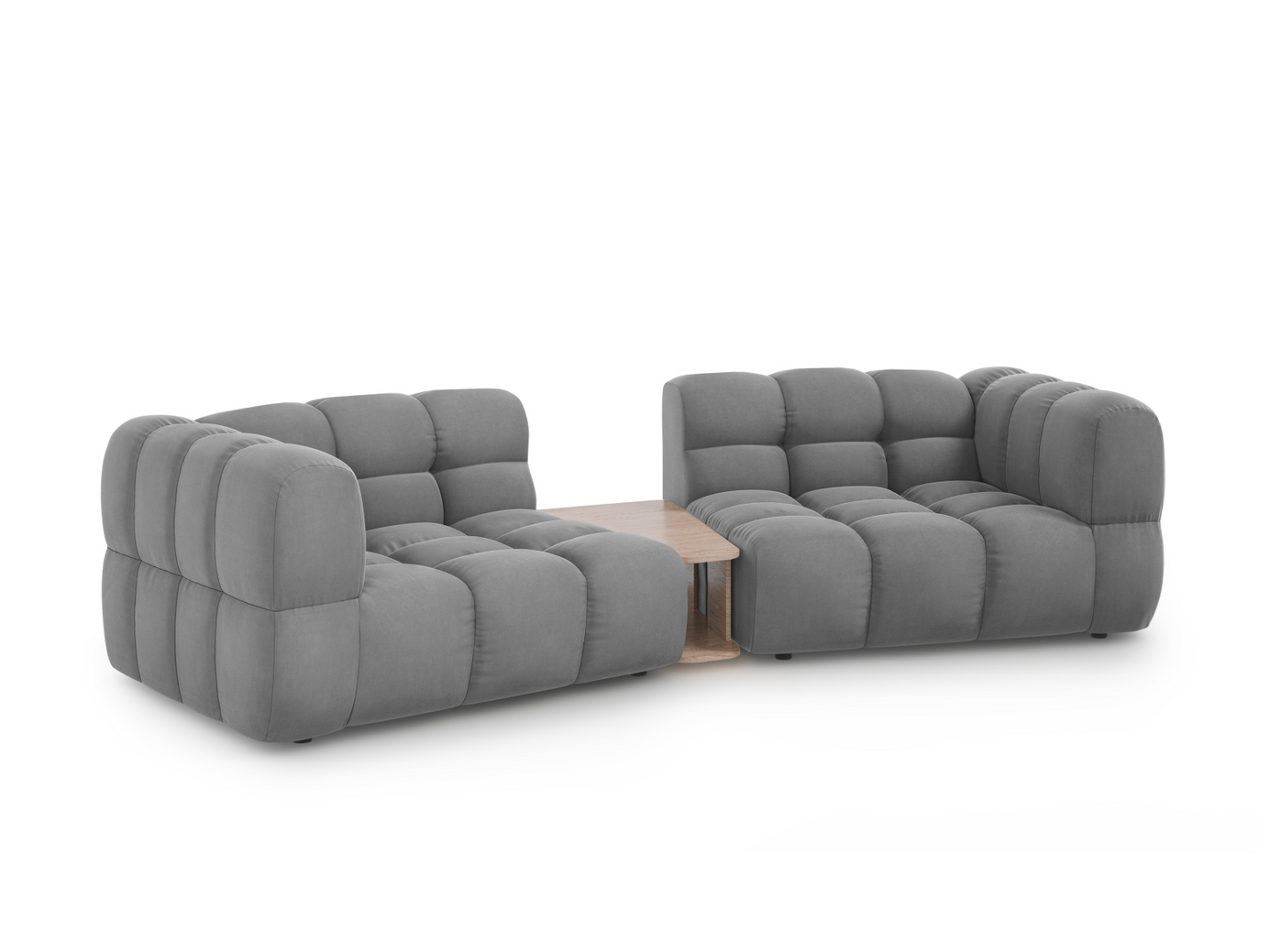 Cosmopolitan Design sammetsmodulsoffa, "Sky", 2-sits, 280 × 148 × 70 cm, Casino, svarta plastben