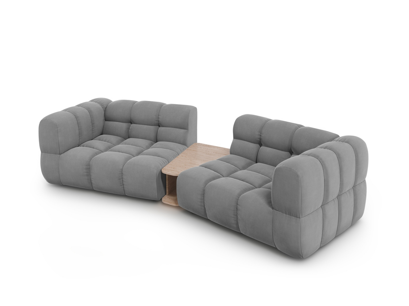 Cosmopolitan Design sammetsmodulsoffa, "Sky", 2-sits, 280 × 148 × 70 cm, Casino, svarta plastben