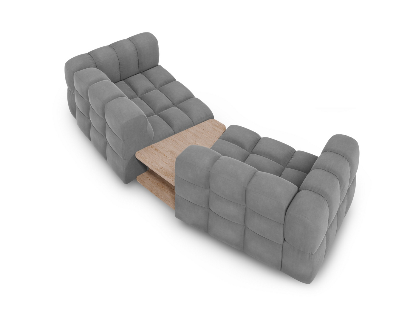 Cosmopolitan Design sammetsmodulsoffa, "Sky", 2-sits, 280 × 148 × 70 cm, Casino, svarta plastben