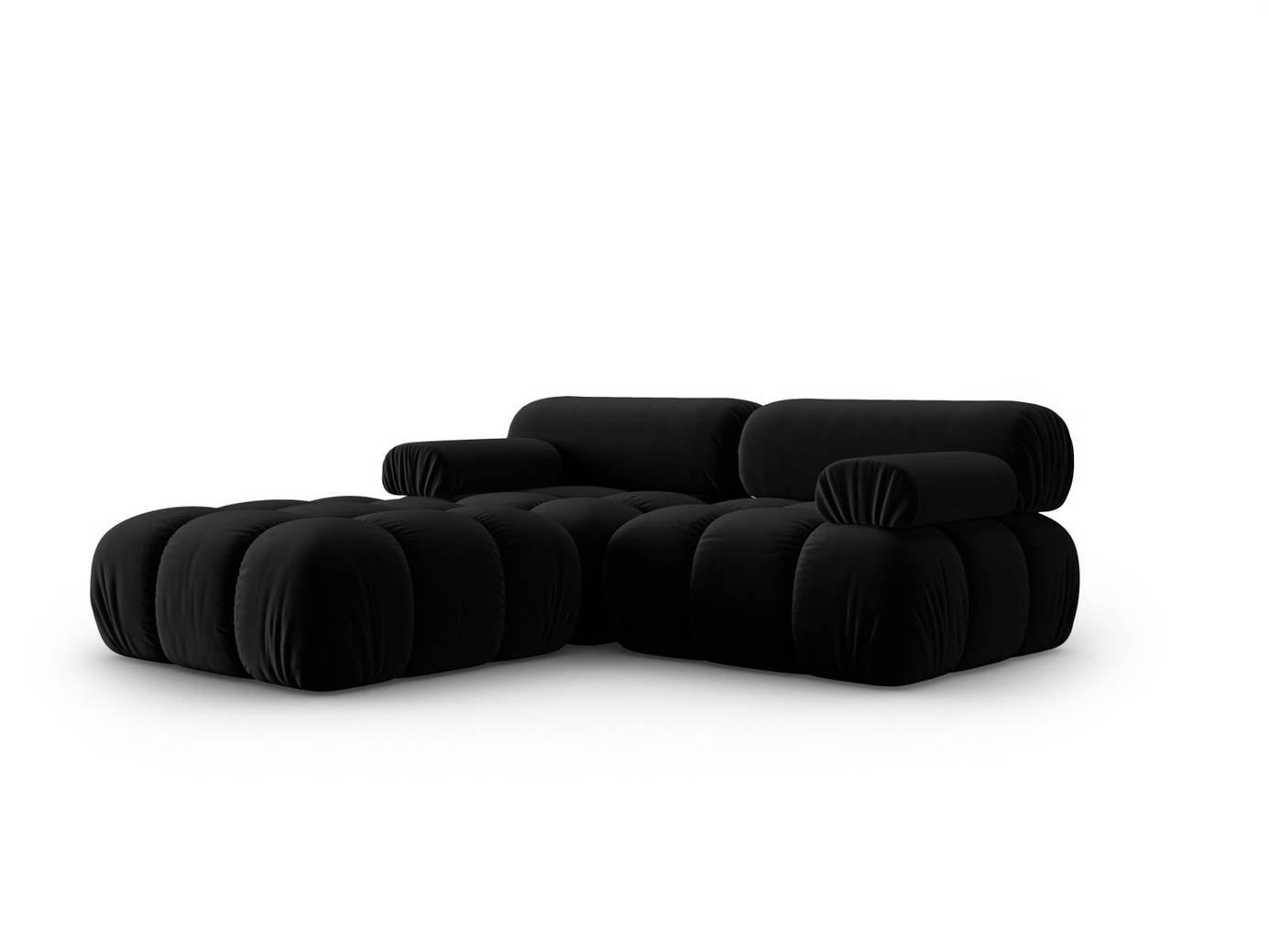 Cosmopolitan Design sammetsmodulsoffa, "Cortina", 3-sits, 188 × 188 × 70 cm, Bluvel, svarta plastben