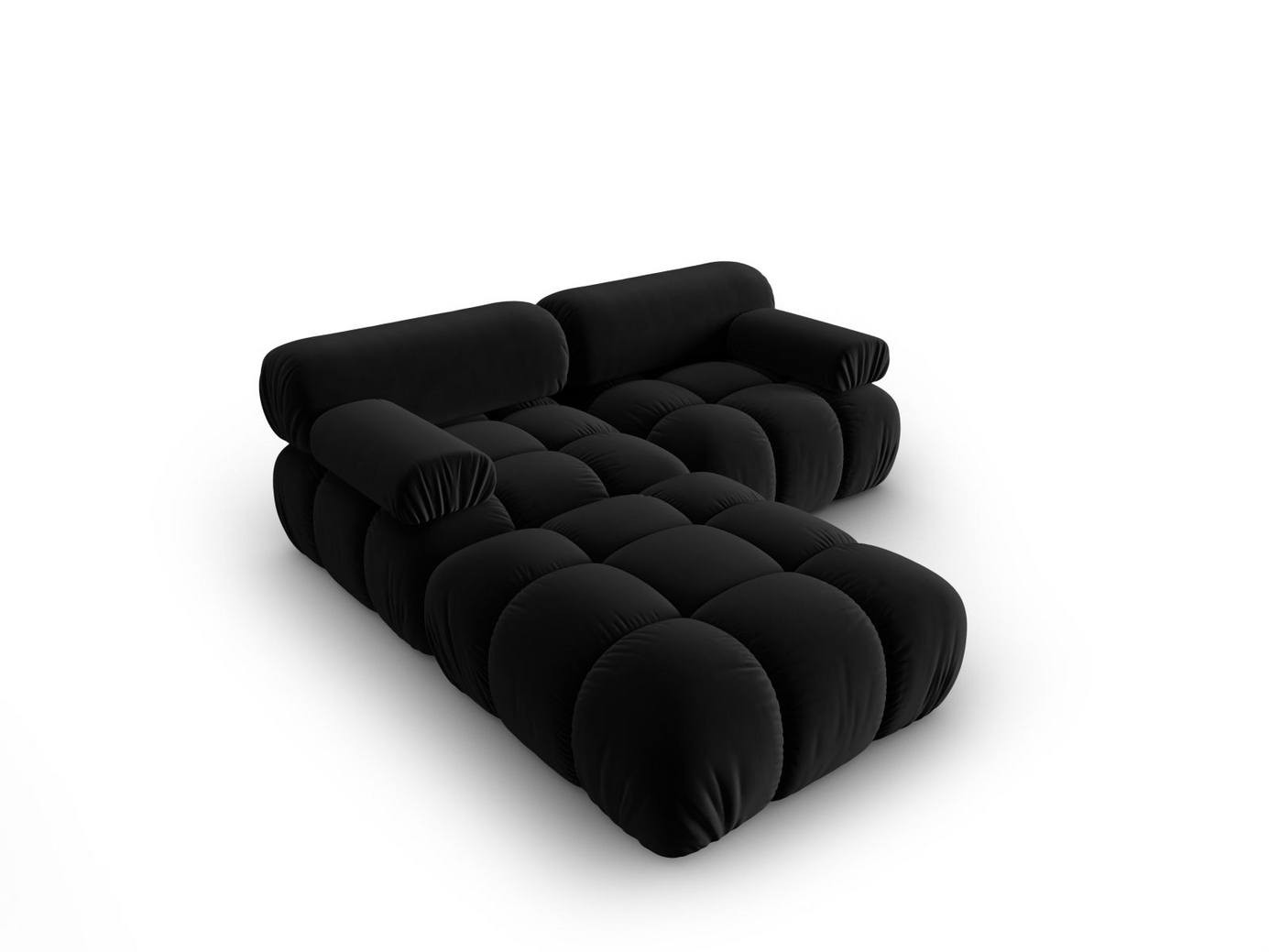 Cosmopolitan Design sammetsmodulsoffa, "Cortina", 3-sits, 188 × 188 × 70 cm, Bluvel, svarta plastben