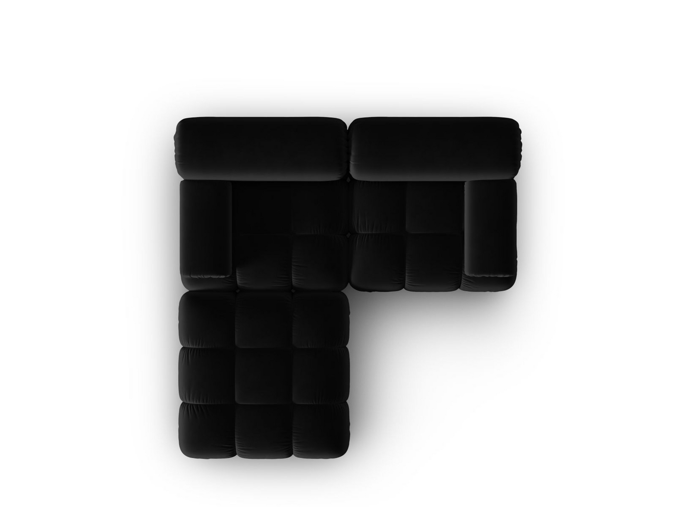 Cosmopolitan Design sammetsmodulsoffa, "Cortina", 3-sits, 188 × 188 × 70 cm, Bluvel, svarta plastben