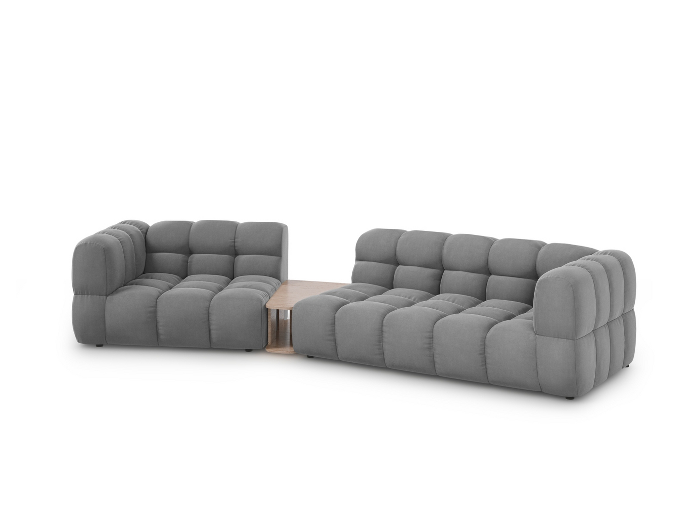 Cosmopolitan Design vänstervänd sammetsmodulsoffa, "Sky", 3-sits, 353 × 148 × 70 cm, Casino, svarta plastben