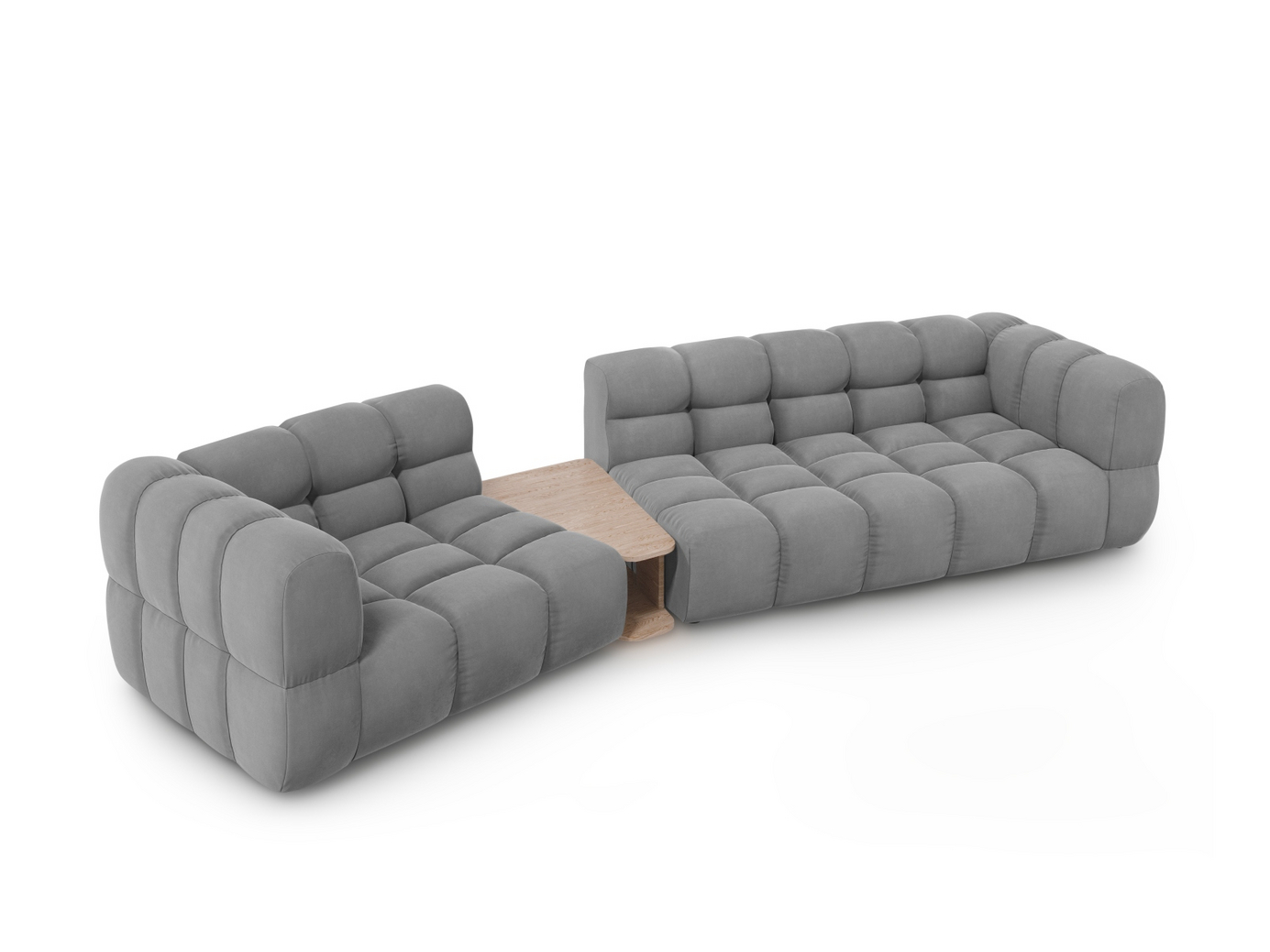 Cosmopolitan Design vänstervänd sammetsmodulsoffa, "Sky", 3-sits, 353 × 148 × 70 cm, Casino, svarta plastben