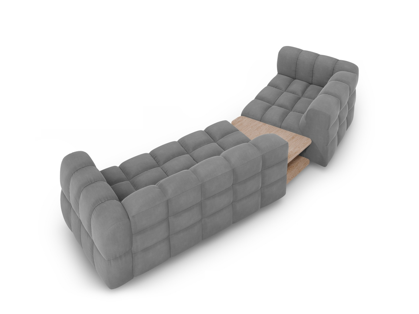 Cosmopolitan Design vänstervänd sammetsmodulsoffa, "Sky", 3-sits, 353 × 148 × 70 cm, Casino, svarta plastben