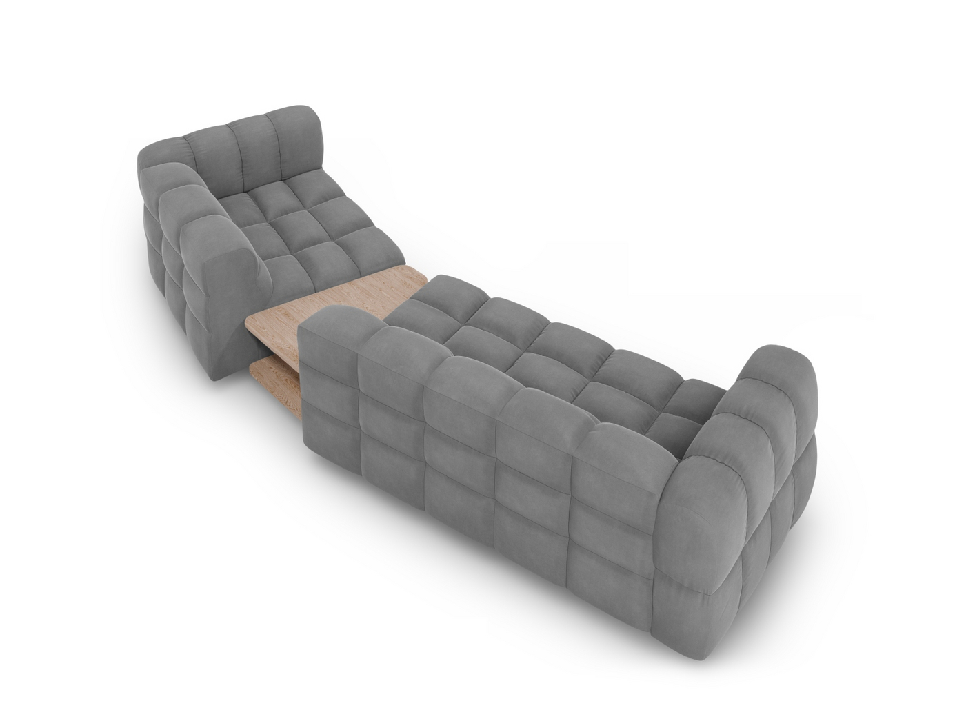 Cosmopolitan Design högervänd sammetsmodulsoffa, "Sky", 3-sits, 353 × 148 × 70 cm, Casino, svarta plastben
