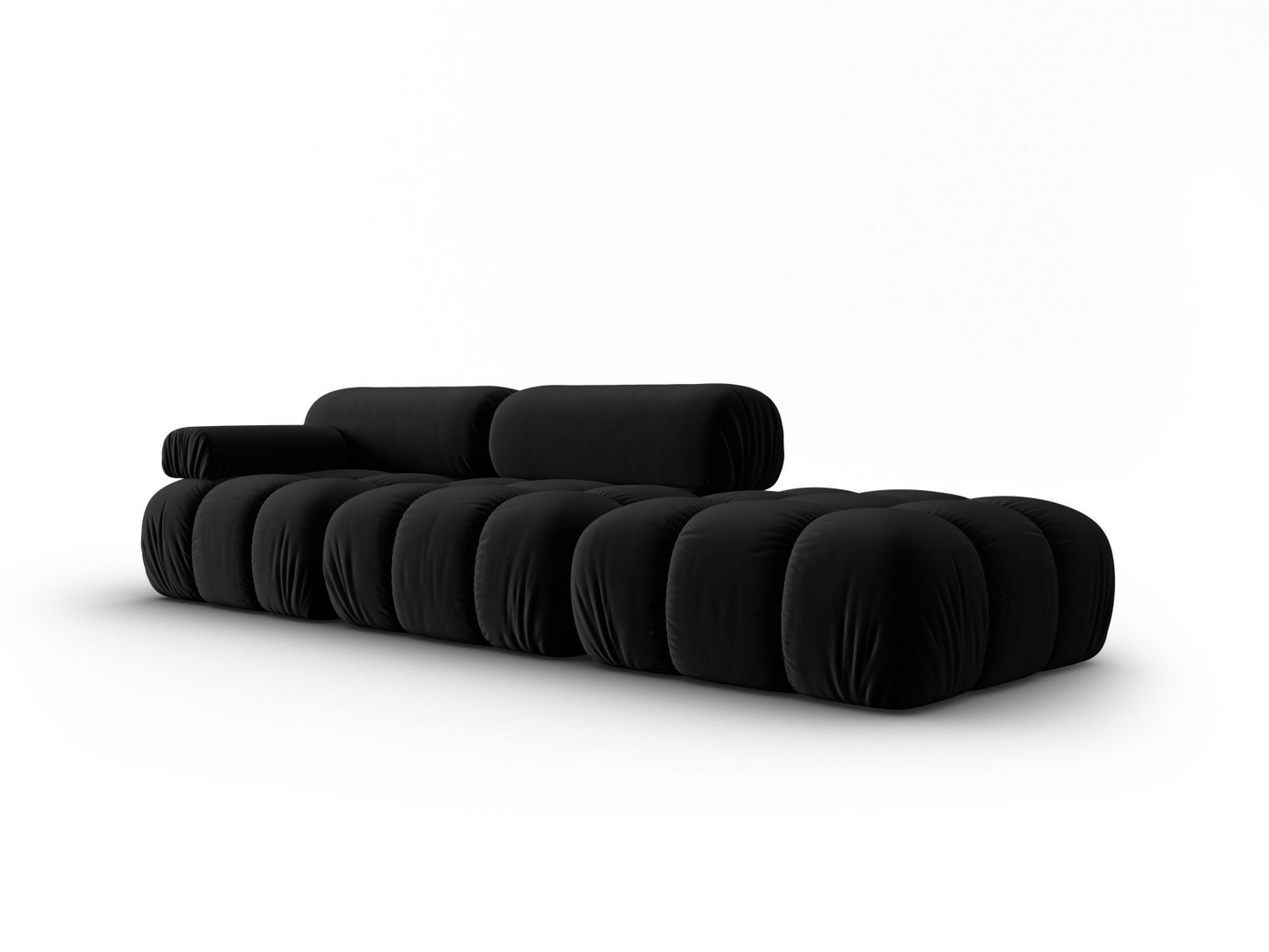 Cosmopolitan Design vänstervänd sammetsmodulsoffa, "Cortina", 4-sits, 282 × 94 × 70 cm, Bluvel, svarta plastben