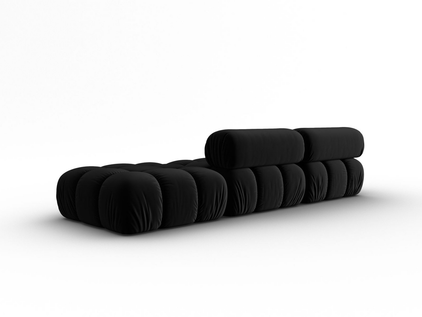 Cosmopolitan Design vänstervänd sammetsmodulsoffa, "Cortina", 4-sits, 282 × 94 × 70 cm, Bluvel, svarta plastben