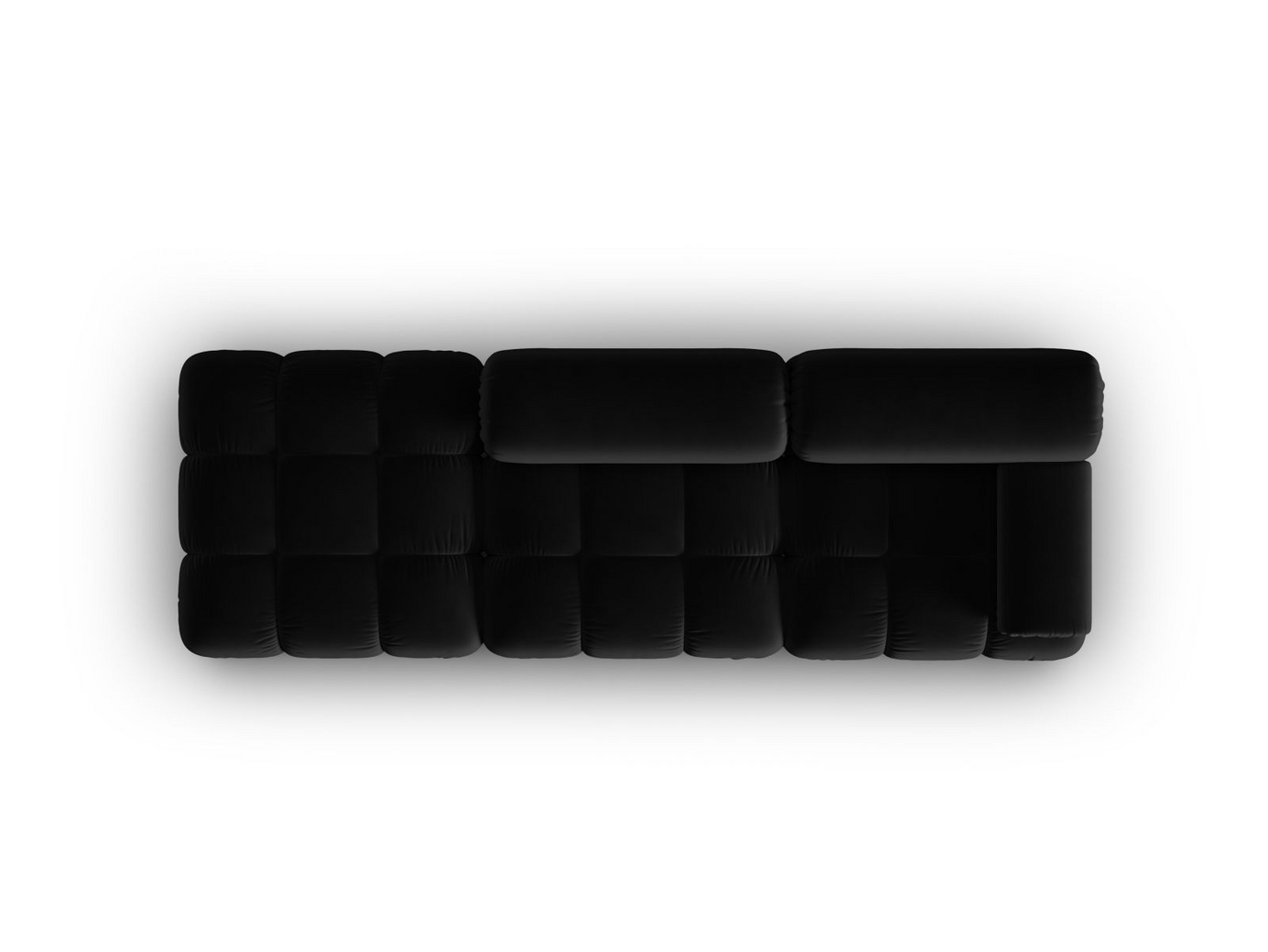 Cosmopolitan Design vänstervänd sammetsmodulsoffa, "Cortina", 4-sits, 282 × 94 × 70 cm, Bluvel, svarta plastben