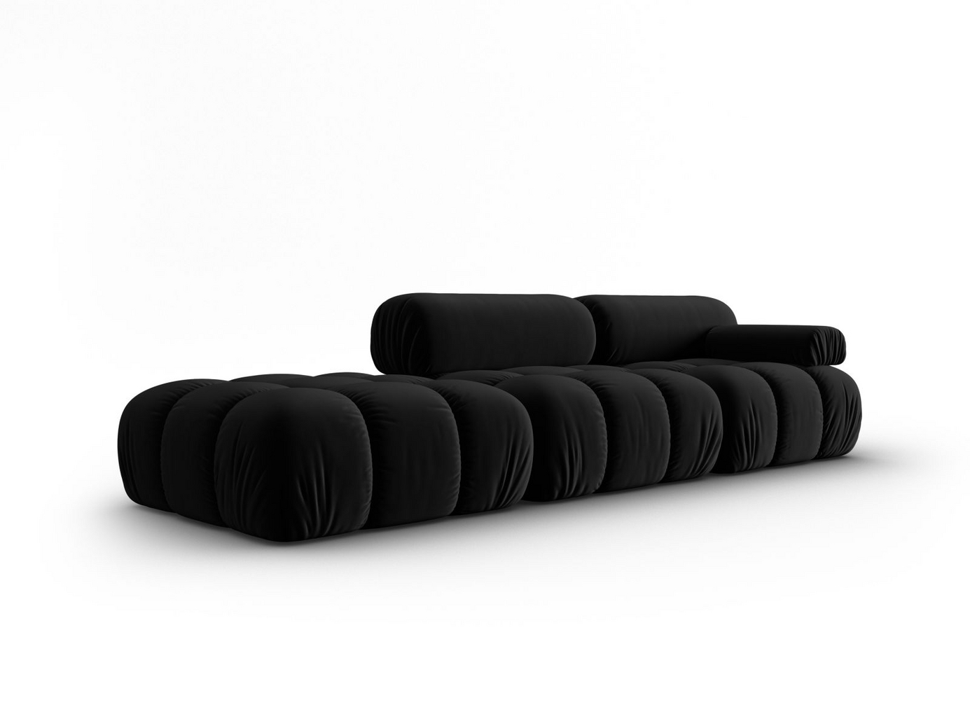Cosmopolitan Design högervänd sammetsmodulsoffa, "Cortina", 4-sits, 282 × 94 × 70 cm, Bluvel, svarta plastben