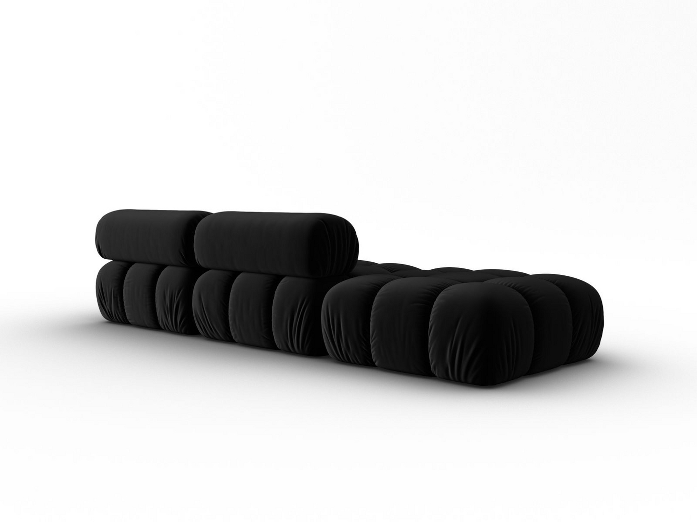 Cosmopolitan Design högervänd sammetsmodulsoffa, "Cortina", 4-sits, 282 × 94 × 70 cm, Bluvel, svarta plastben