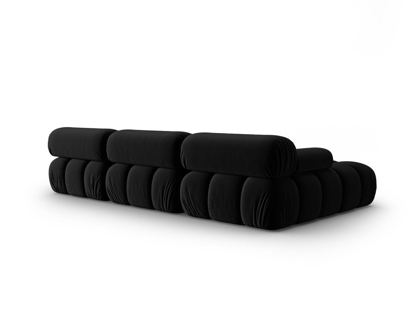 Cosmopolitan Design vänstervänd sammetsmodulhörnsoffa, "Cortina", 4-sits, 282 × 155 × 70 cm, Bluvel, svarta plastben